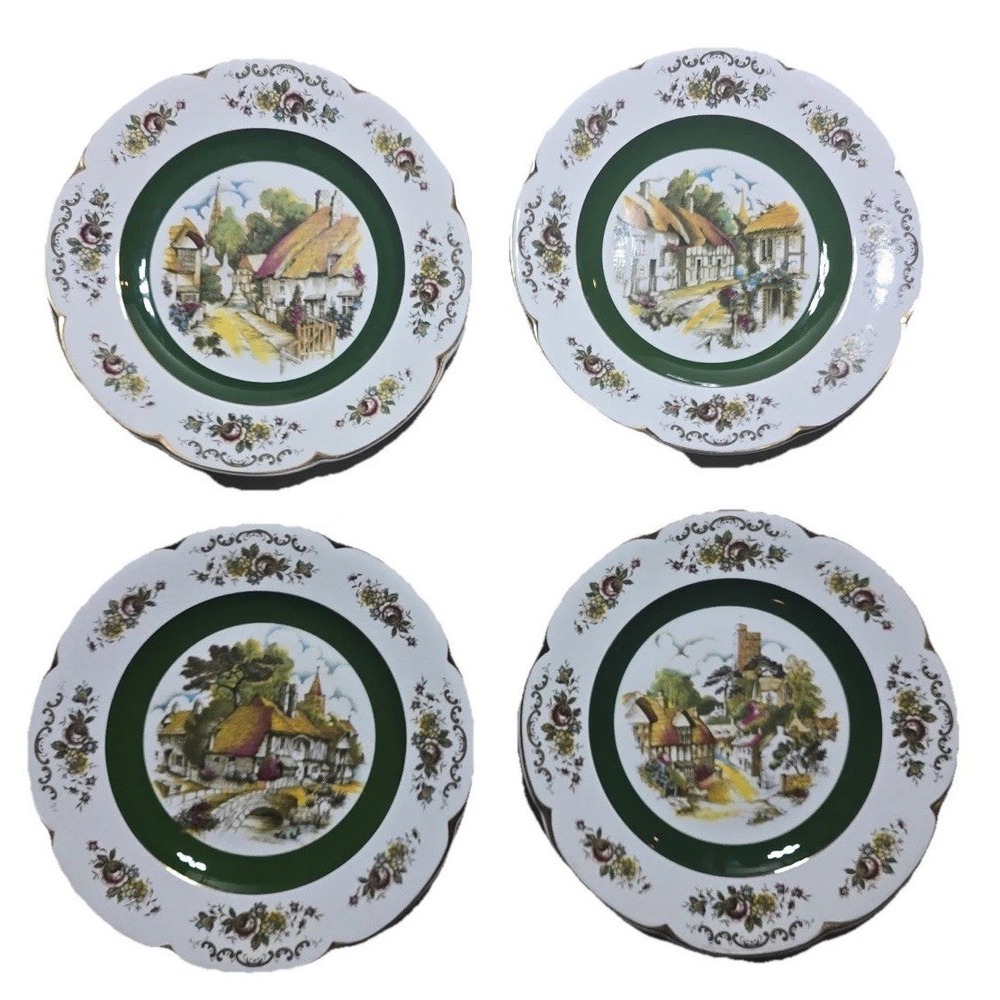 Ascot Service Plate Village Wood & Sons England Complete‎ Set Of 4